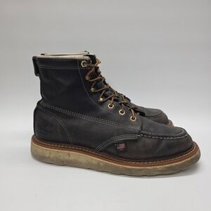 Thorogood Work Boots Mens 8EE Black Leather Moc Toe Oil Slip Resistant Vintage